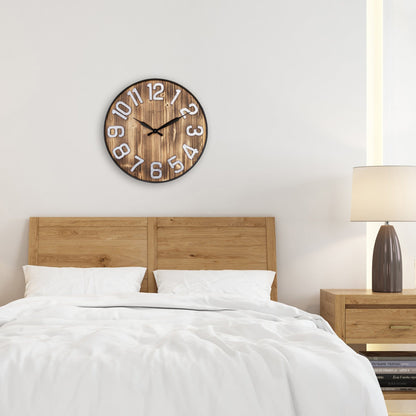 Large Wall Clock - 50cm - Silent - Wood - Metal - "Aberdeen"
