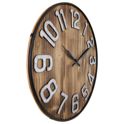 Large Wall Clock - 50cm - Silent - Wood - Metal - "Aberdeen"