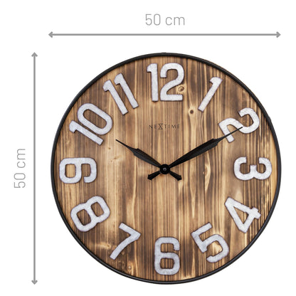 Large Wall Clock - 50cm - Silent - Wood - Metal - "Aberdeen"