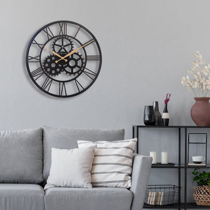 Large metal Birmingham NeXtime wall clock, 50cm, silent movement, modern design for home decor.