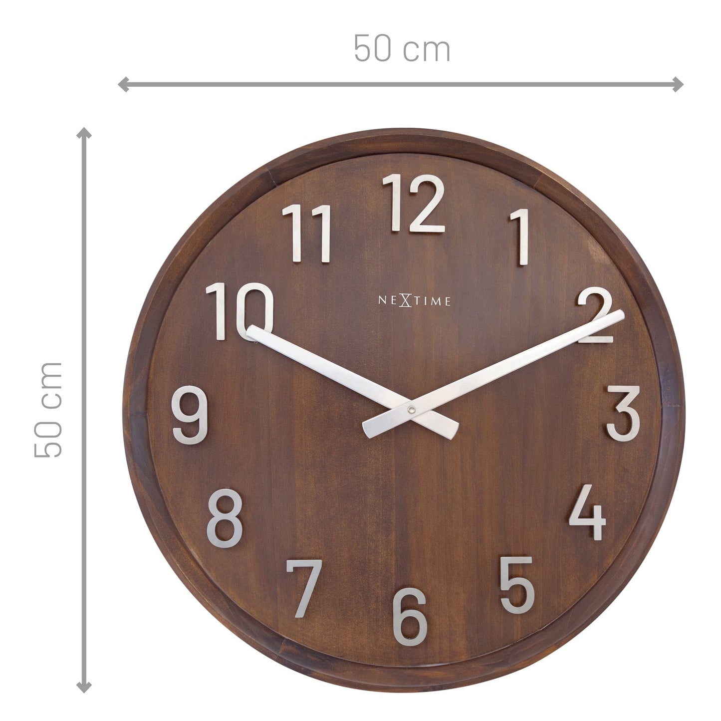 Large Wall clock 50cm - Silent - Wood/Metal - "Precious"