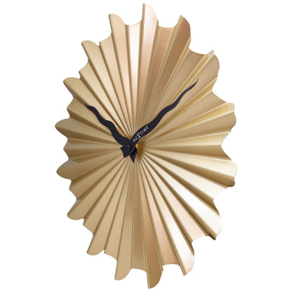 NeXtime Clocks 40cm silent metal wall clock with a sunny yellow face, modern design, and minimalist style.