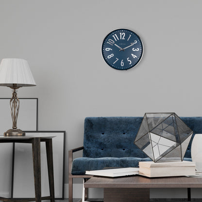 NeXtime Clocks metal wall clock, 40cm, silent operation, with a modern "Alchemy" design in black.