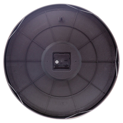NeXtime Clocks Alchemy wall clock, 40cm metal design, silent movement, black finish, shown from back view.