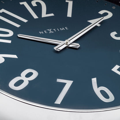 NeXtime Clocks Alchemy 40cm metal wall clock with silent movement, modern design, black finish, detailed close-up image