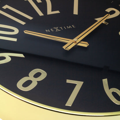 NeXtime Clocks Alchemy wall clock, 40cm metal design with silent movement, detailed view of the clock face and craftsmanship