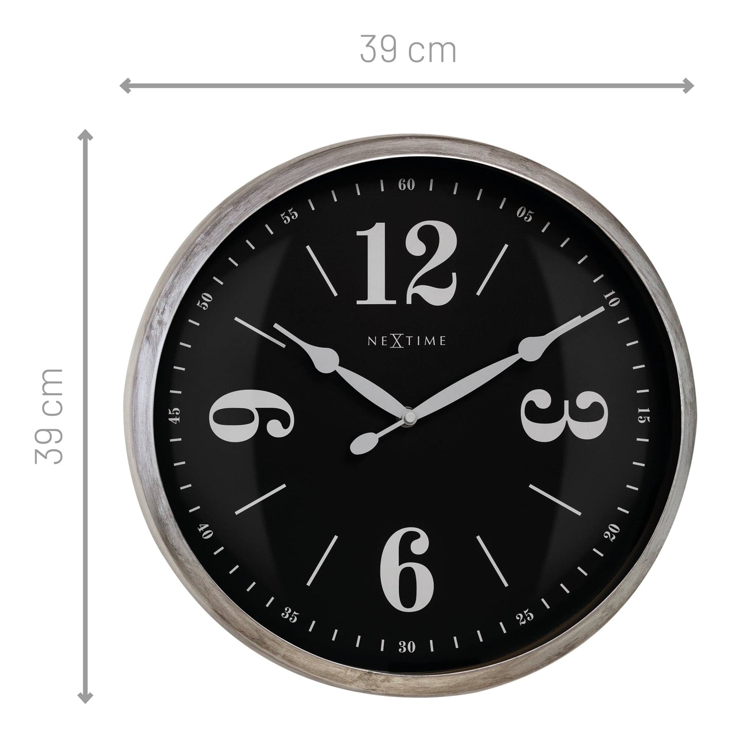 Wall clock 39cm - Silent - White - Metal - "Classic"