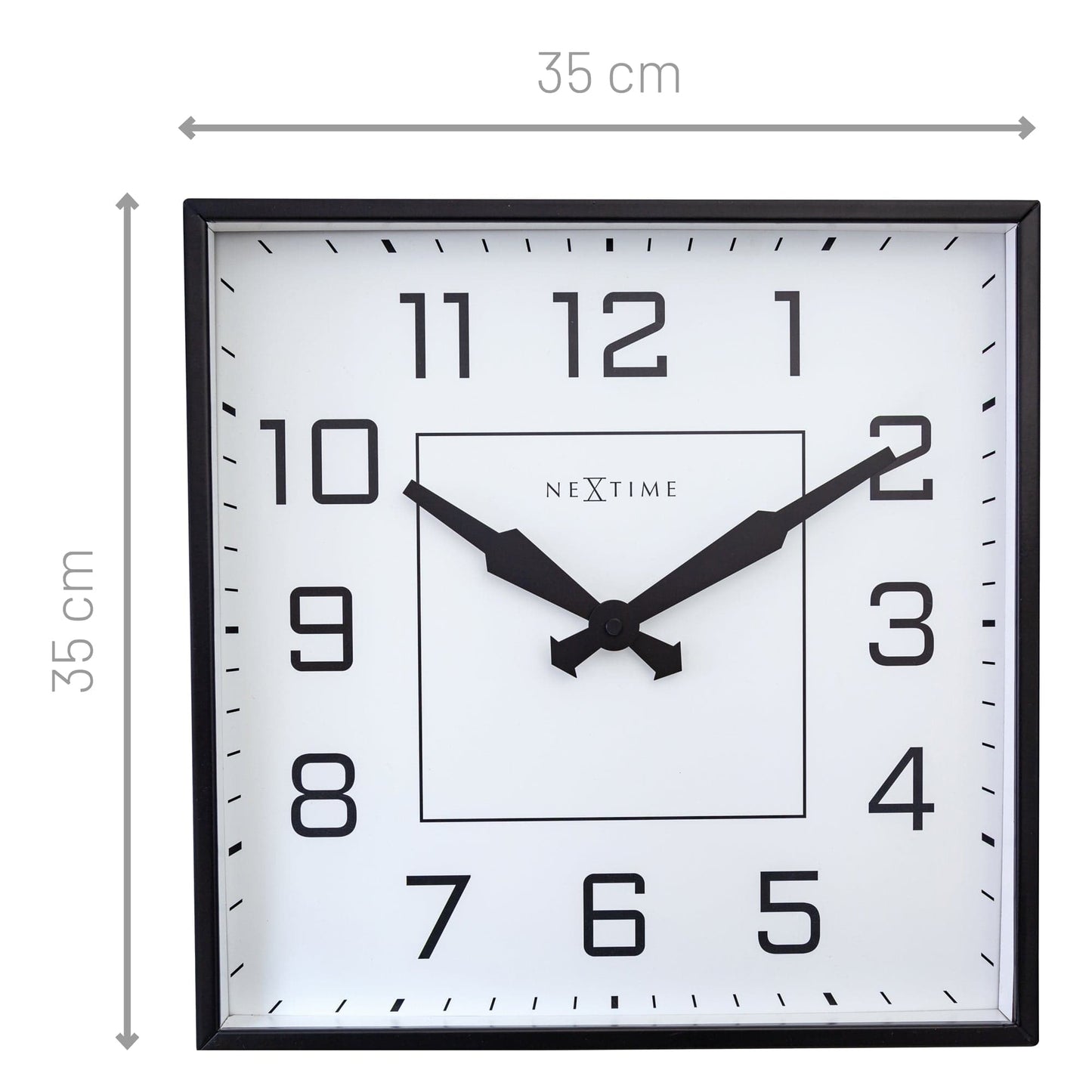 Wall clock 35x35cm - Silent - Arabic - Metal - "Be Square"