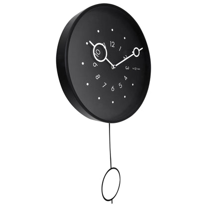 Wall clock 35x60x5cm - Pendulum - Black-Metal - "Loop"