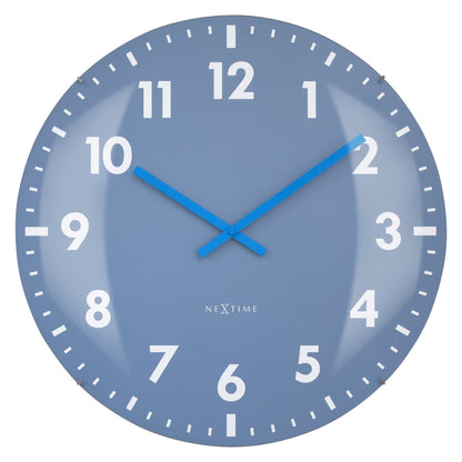 Large NeXtime Clocks Duomo 50cm wall clock with domed glass lens, silent mechanism, and modern design.