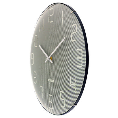 NeXtime Clocks wall clock with 35cm domed glass lens, silent movement, featuring a stylish glass shade on the right side.