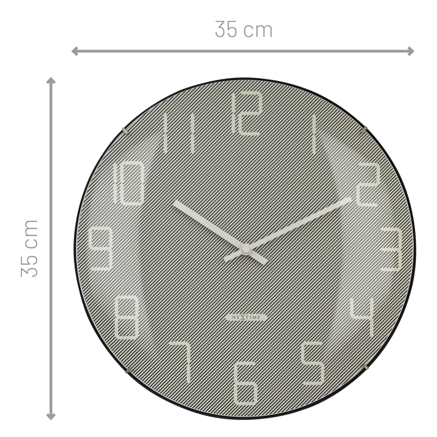 Wall Clock 35cm Domed Glass Lens - Silent - Glass -"Shade"