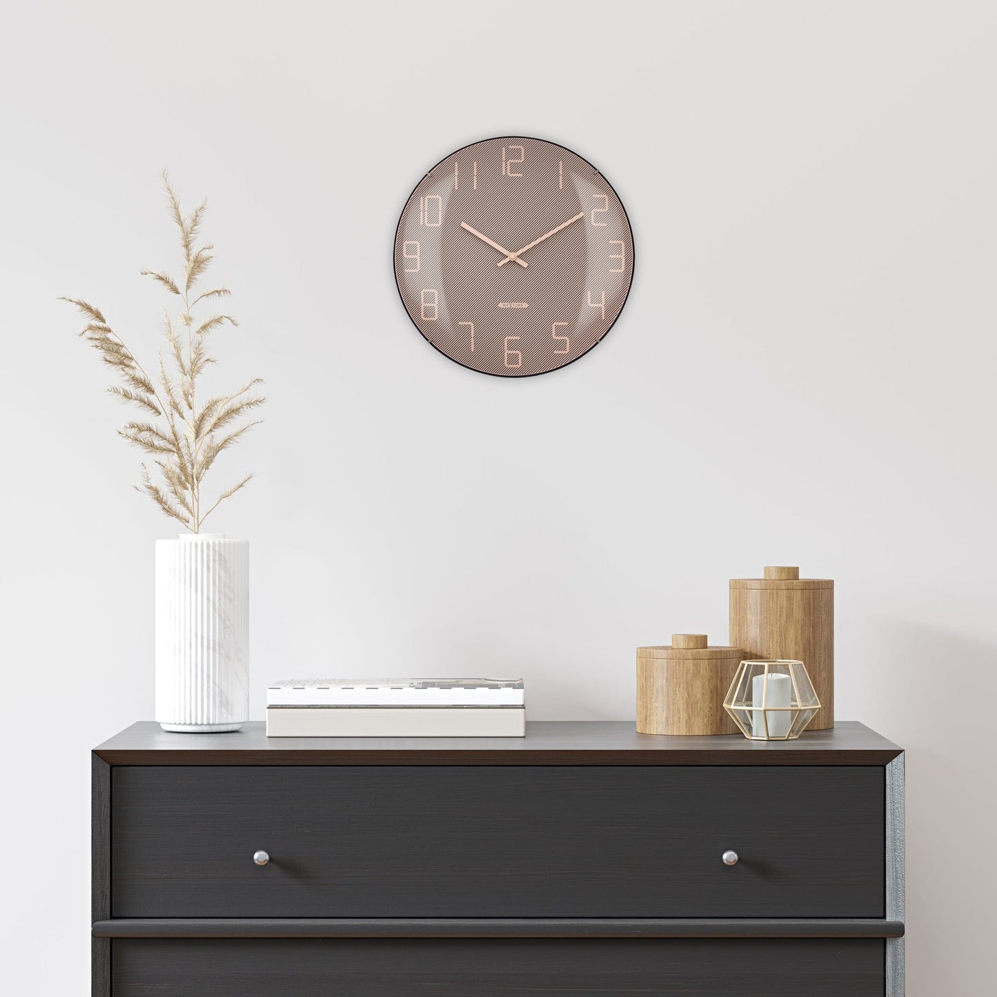 Wall Clock 35cm Domed Glass Lens - Silent - Glass -"Shade"