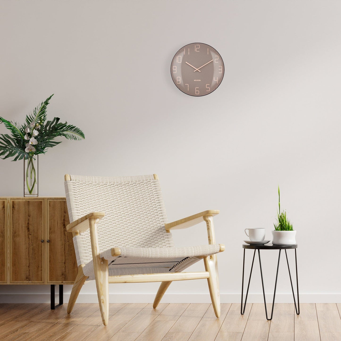 Wall Clock 35cm Domed Glass Lens - Silent - Glass -"Shade"