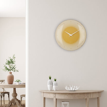 Large NeXtime wall clock with 50cm diameter domed glass lens, silent mechanism, and modern design.