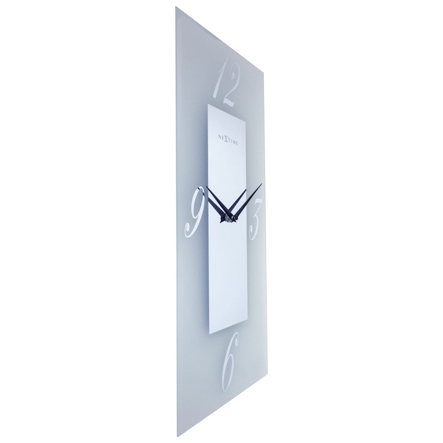 Wall clock 20x50cm - Silent - Glass - Frosted/Mirror - "Dali"