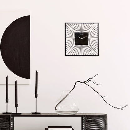 Black metal Vasco Square wall clock, 45x45x15cm, silent movement, modern design by NeXtime Clocks.