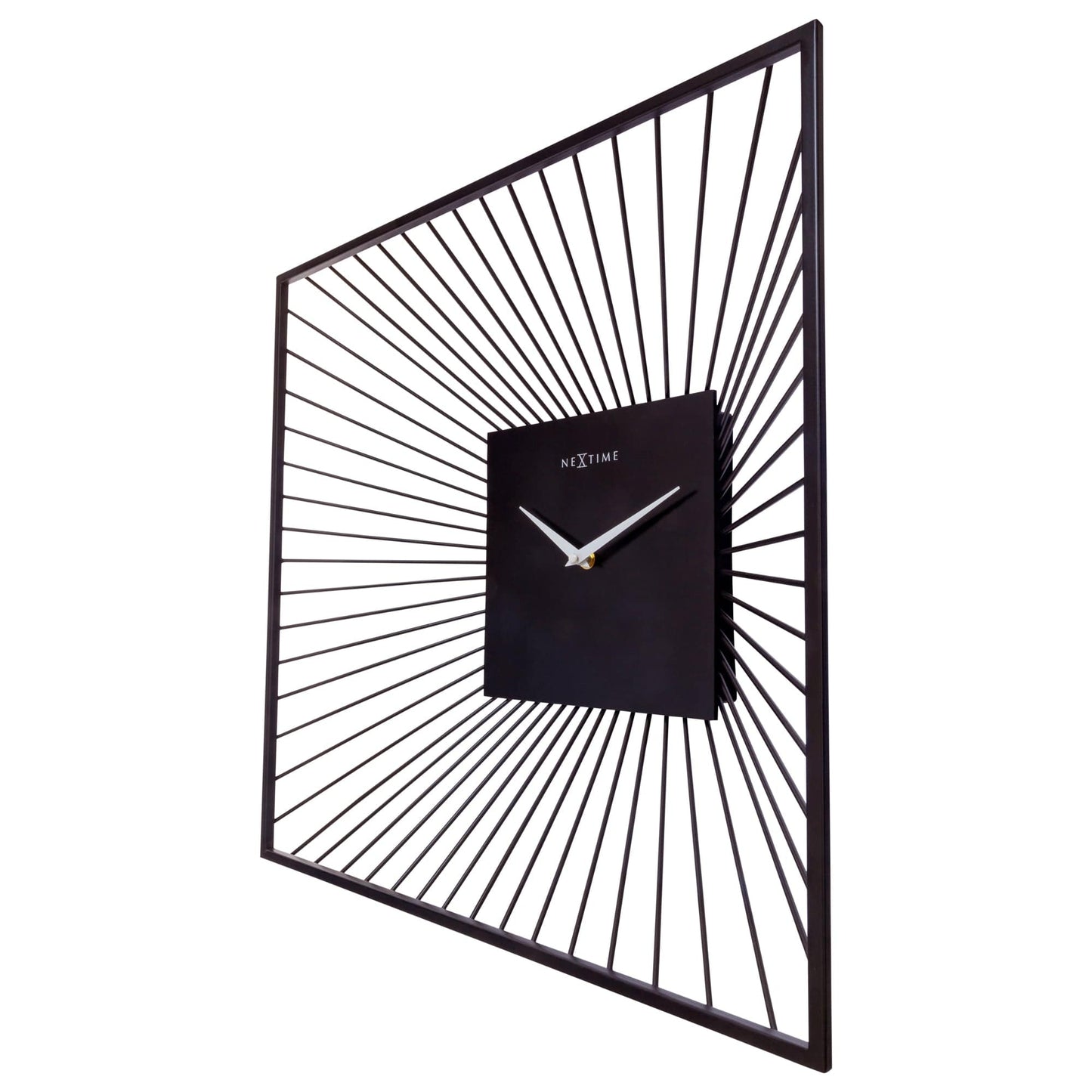 Wall Clock 45x45x15cm - Silent - Black - Metal - "Vasco Square"