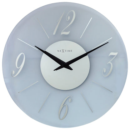 NeXtime Clocks Dali Round wall clock, 43cm, silent operation, glass with frosted and mirror finish, modern round design.