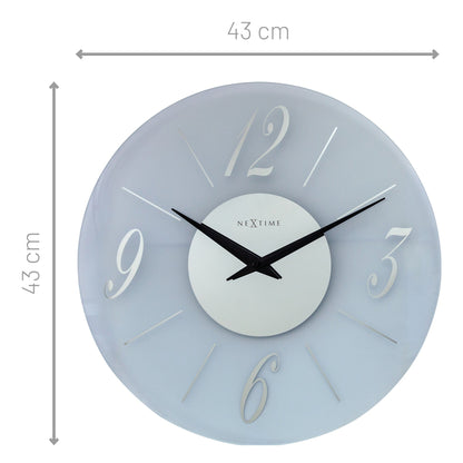 NeXtime Clocks Dali Round wall clock, 43cm, silent operation, glass with frosted and mirror finish, modern round design