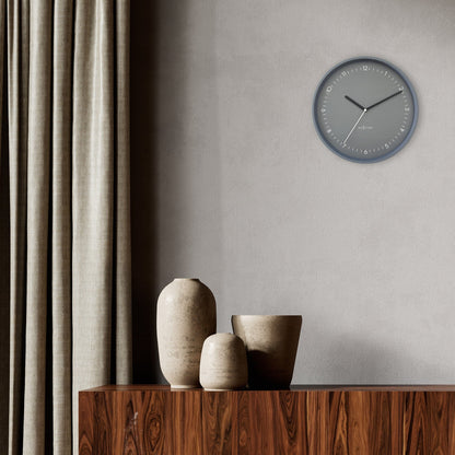NeXtime Berlin wall clock, 30cm diameter, silent aluminium design with modern urban style.