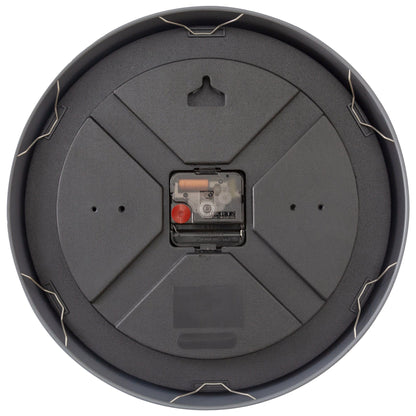 NeXtime Clocks Berlin 30cm silent wall clock with aluminium frame, showing a view of the back and mounting details.