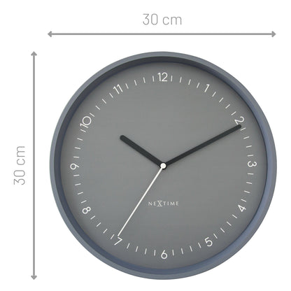 NeXtime Clocks Berlin wall clock, 30cm diameter, silent aluminium design with black hour and minute hands on a white face.