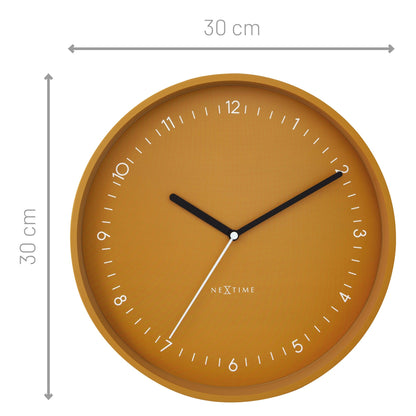 NeXtime Clocks Berlin wall clock, 30cm silent aluminium design with black clock hands and minimalistic style against a white background.