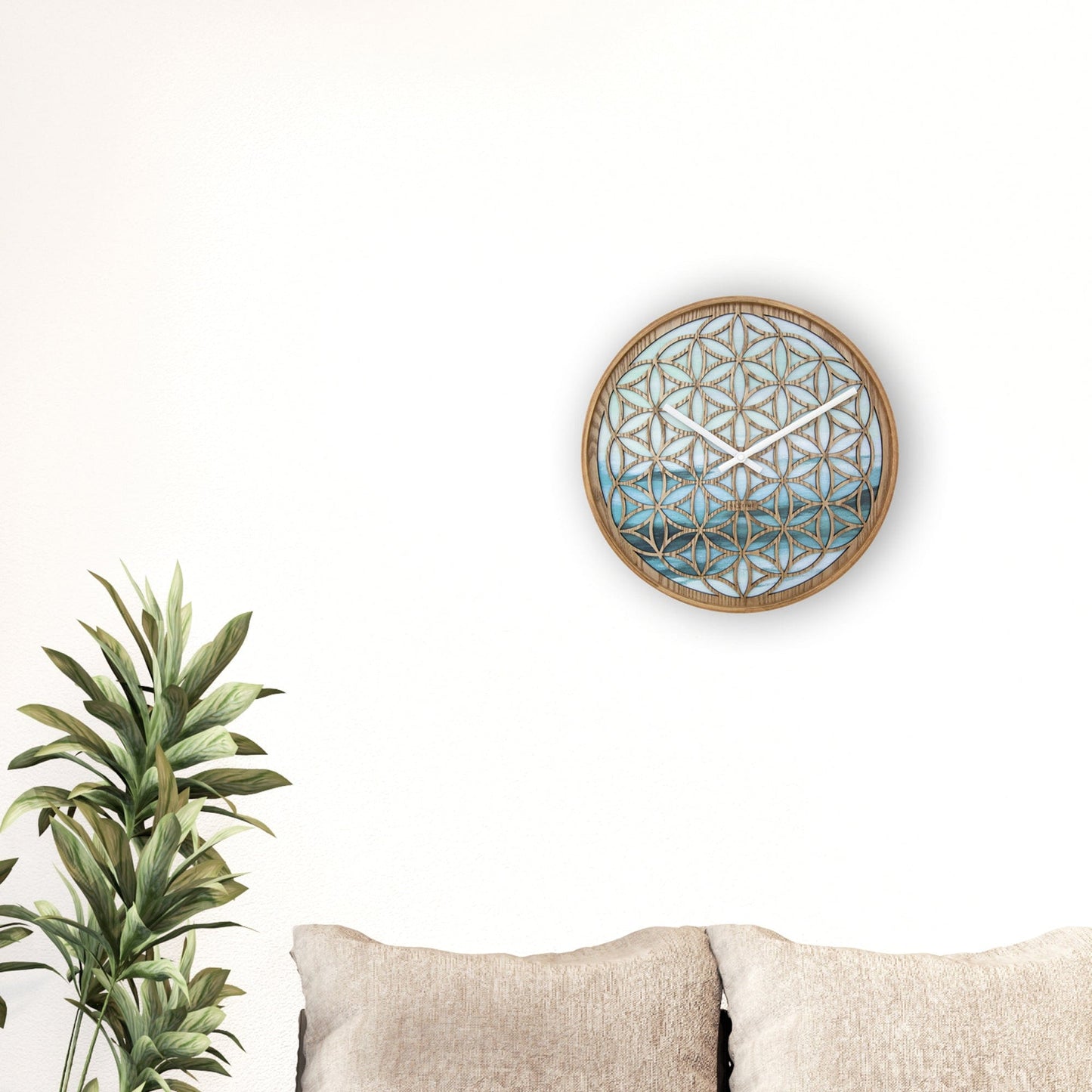 Wall clock 40cm - Silent - Green - Wood  -"Concord"