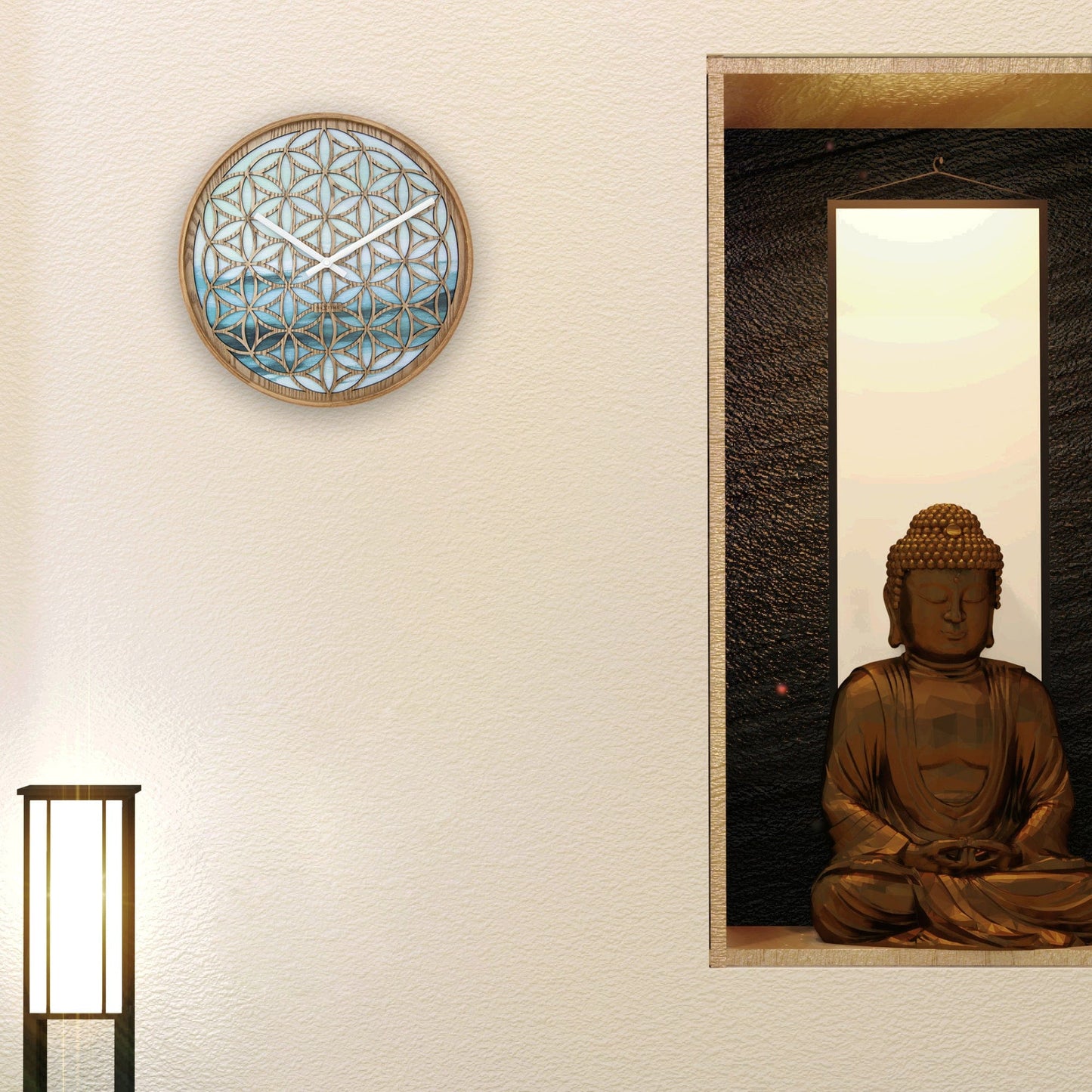 Wall clock 40cm - Silent - Green - Wood  -"Concord"