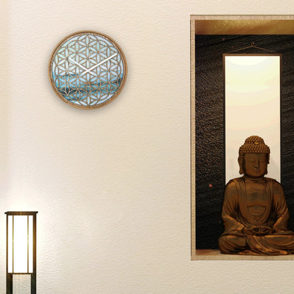 Groene houten wandklok van 40 cm van NeXtime Clocks, stil en modern design.