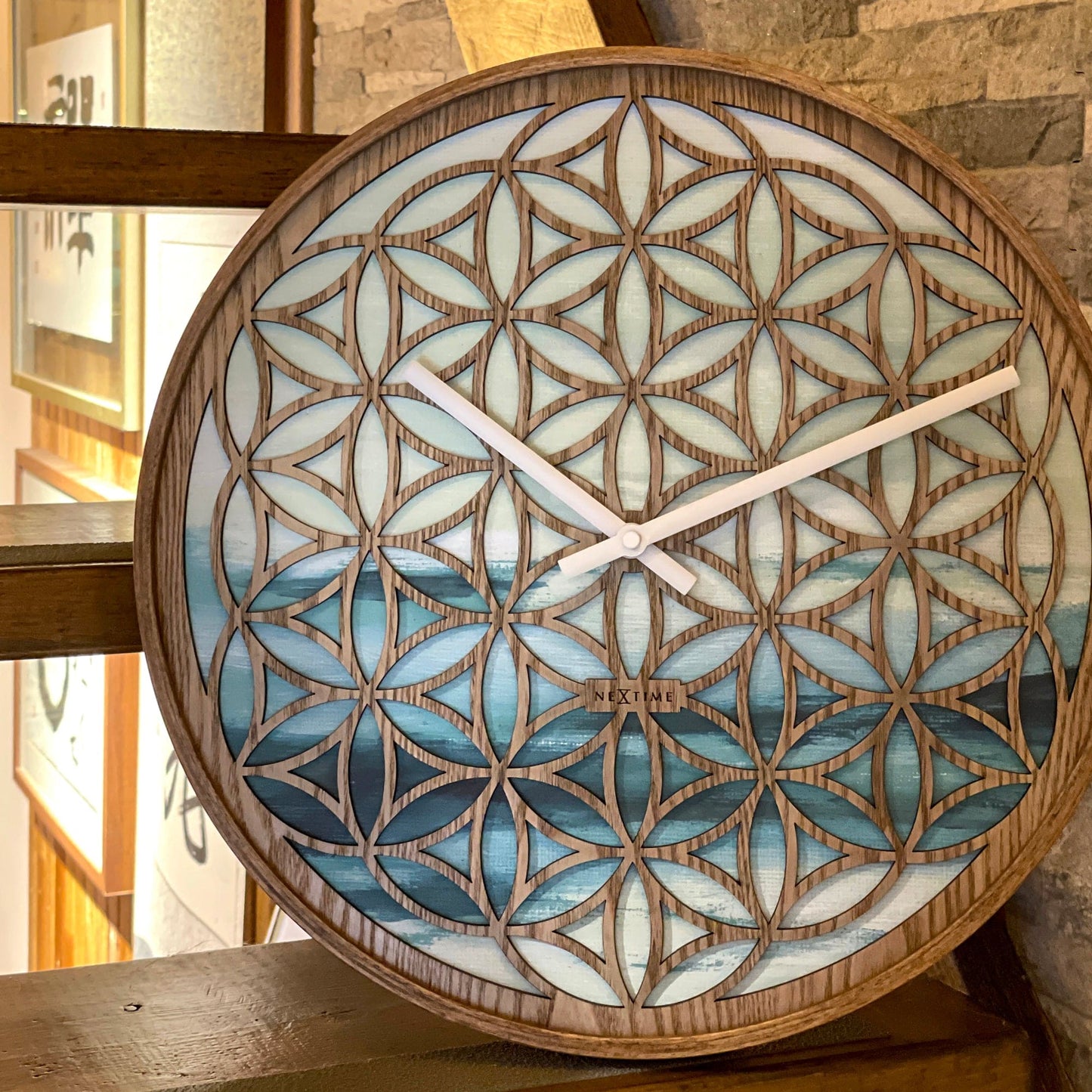 Wall clock 40cm - Silent - Green - Wood  -"Concord"