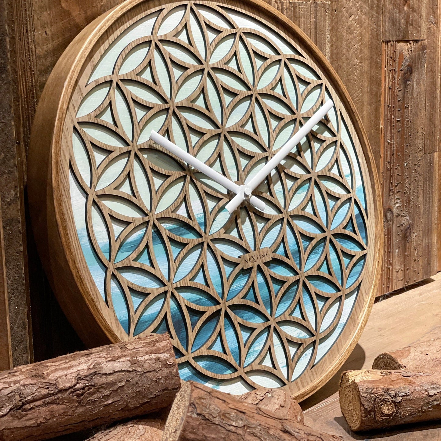 Wall clock 40cm - Silent - Green - Wood  -"Concord"