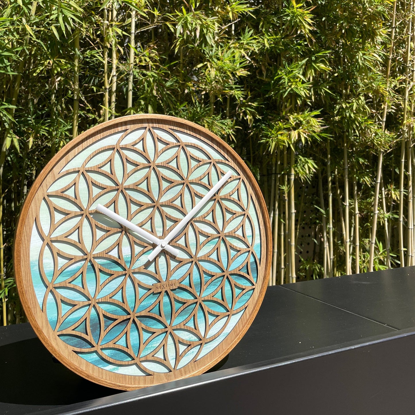 Wall clock 40cm - Silent - Green - Wood  -"Concord"