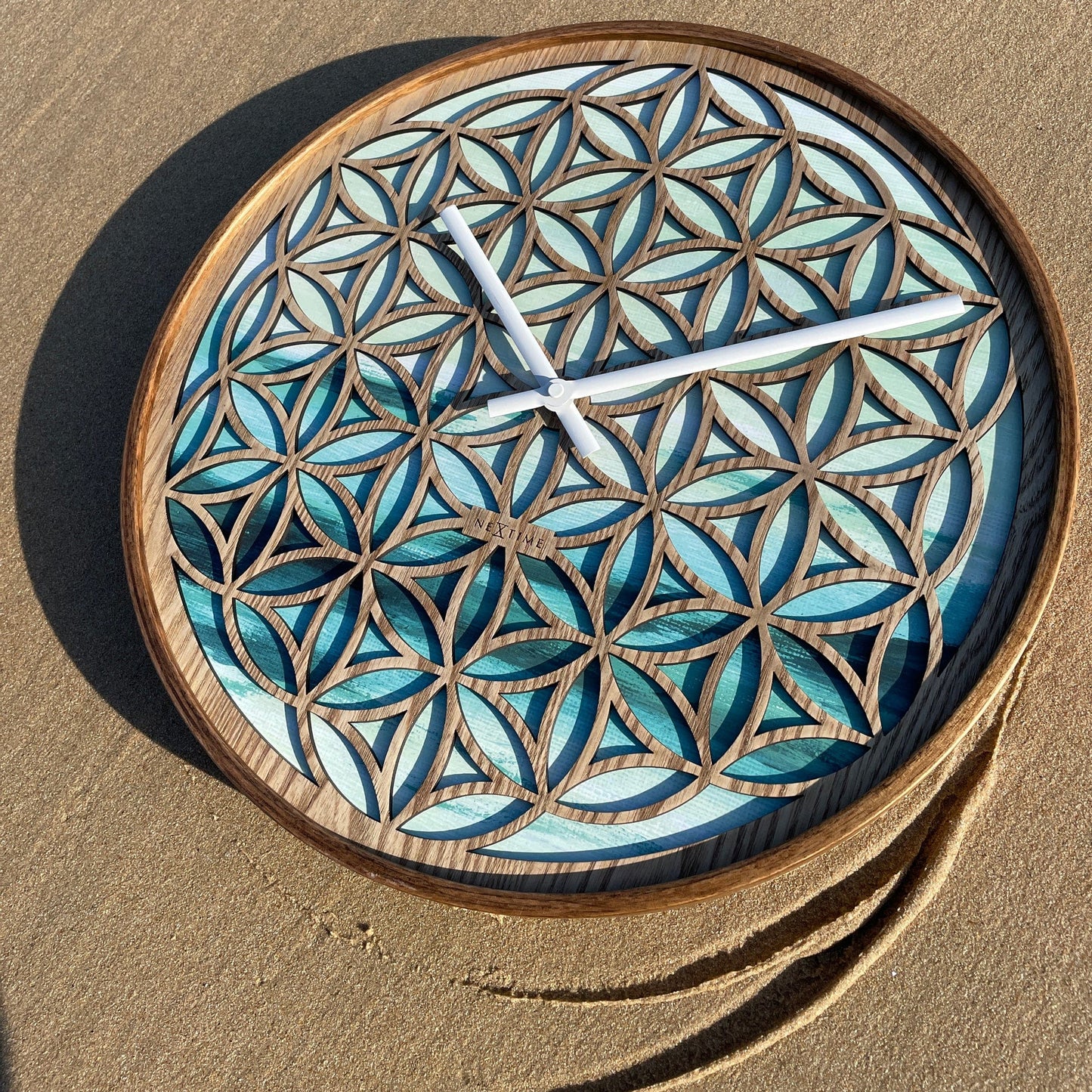 Wall clock 40cm - Silent - Green - Wood  -"Concord"