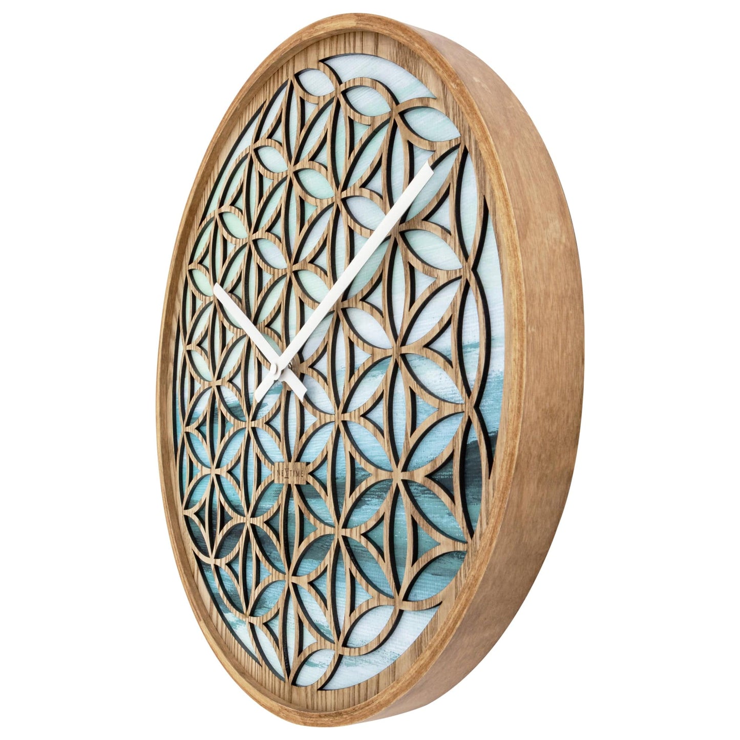 Wall clock 40cm - Silent - Green - Wood  -"Concord"