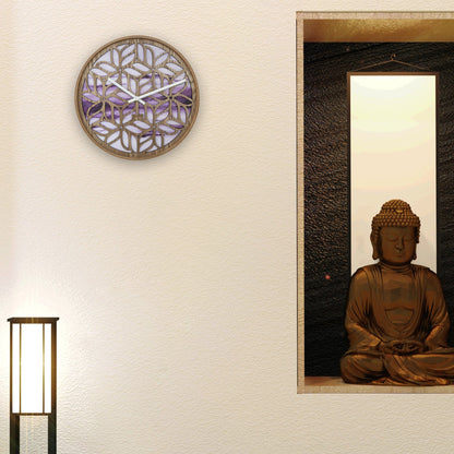 NeXtime Yogi wandklok van hout, 40 cm, paarse stille klok met modern design voor muurdecoratie