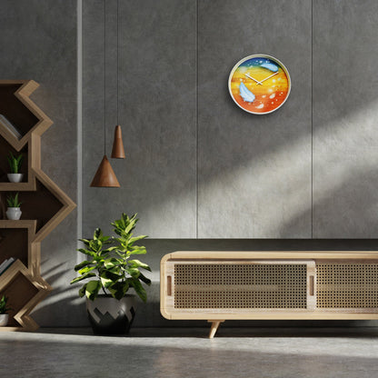 NeXtime Clocks wandklok 30cm met kleurrijke veerprint, stille werking, plastic behuizing, modern interieuraccessoire