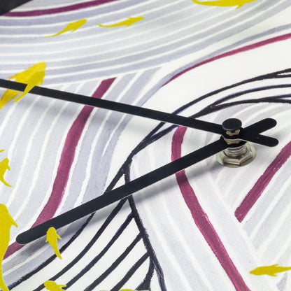 Grey NeXtime Clocks wall clock, 30cm silent plastic clock with koi design, perfect for modern home or office decor.
