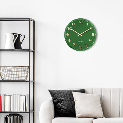 Wall clock 40cm - Silent - Green - Glass/Aluminium - "Classy Medium" | Florazo