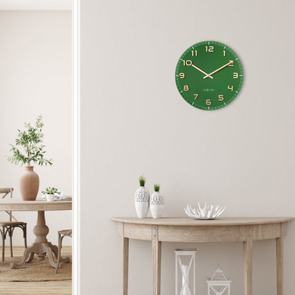 Wall clock 40cm - Silent - Green - Glass/Aluminium - "Classy Medium" | Florazo
