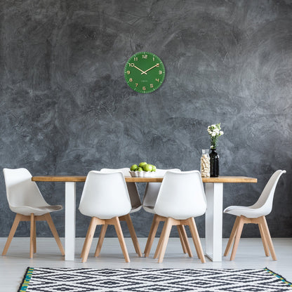 Wall clock 40cm - Silent - Green - Glass/Aluminium - "Classy Medium" | Florazo