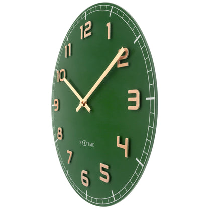 Wall clock 40cm - Silent - Green - Glass/Aluminium - "Classy Medium" | Florazo