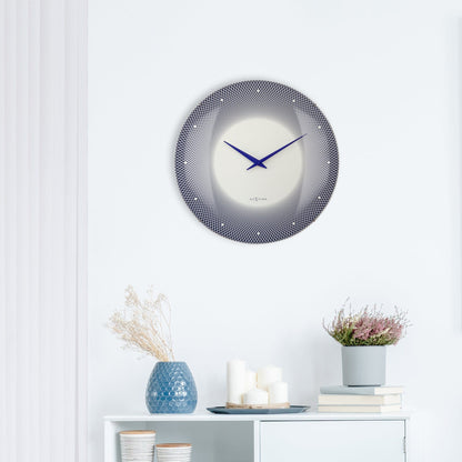 Large NeXtime wall clock with 50cm domed glass lens, silent operation, classic design, and deep black finish.