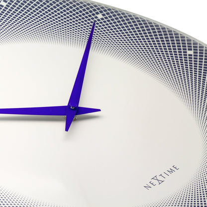 Large NeXtime wall clock with 50cm domed glass lens, silent operation, featuring a sleek glass design and deep black finish.