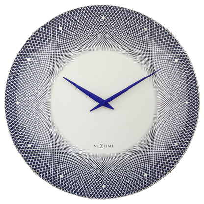 Large NeXtime wall clock with 50cm domed glass lens, silent quartz movement, featuring a sleek glass design.