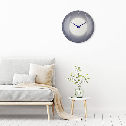 Large NeXtime wall clock with a 50cm domed glass lens, silent mechanism, and modern glass design for interior decor.