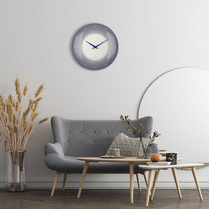 Large NeXtime wall clock with 50cm domed glass lens, silent movement, and classic glass design for modern interior decor.