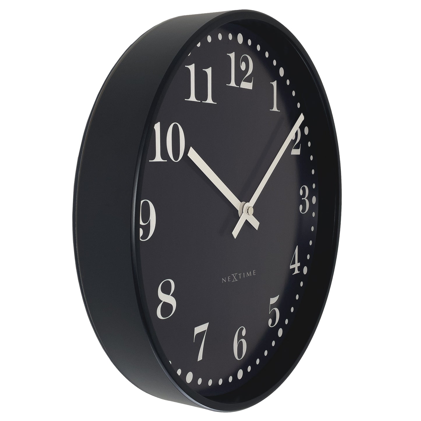 Wall clock 30cm-Silent-Black/White-Plastic-NeXtime 'Dickens'