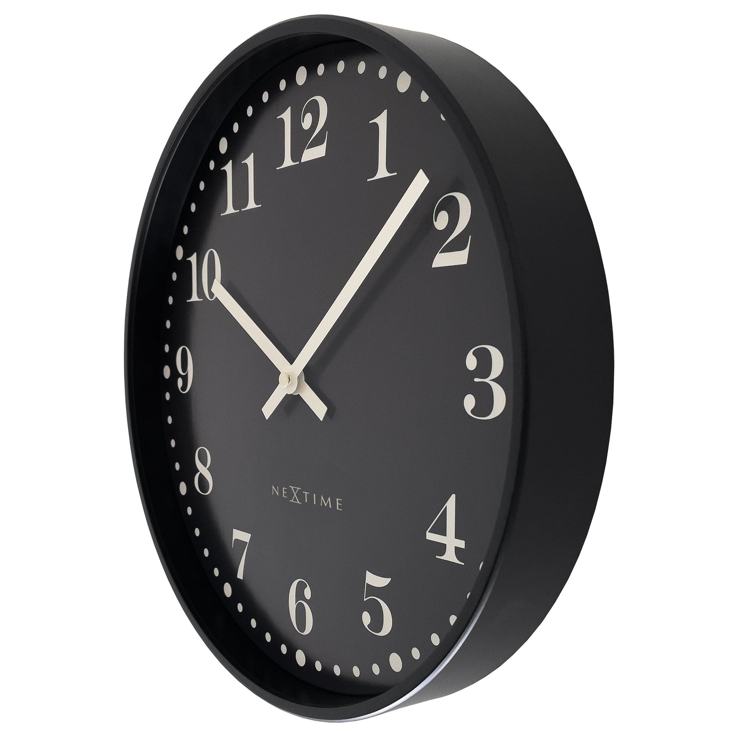 Wall clock 30cm-Silent-Black/White-Plastic-NeXtime 'Dickens'